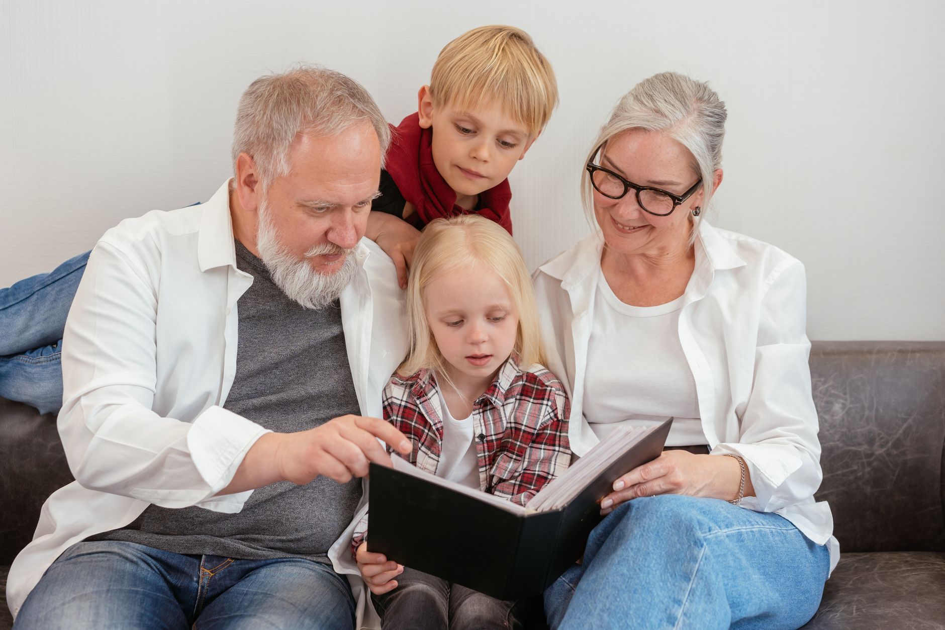 Family enjoying a custom photobook